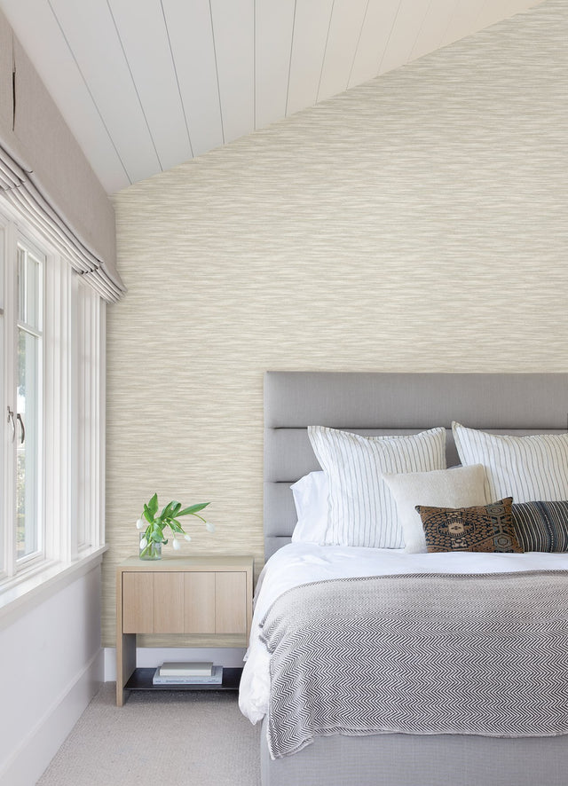 Benson Light Grey Variegated Stripe Wallpaper with Textured Faux Fabric Look - A-Street Prints 2970-26158