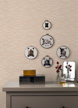 Benson Coral Variegated Stripe Wallpaper with Fabric Texture - A-Street Prints 2970-26159