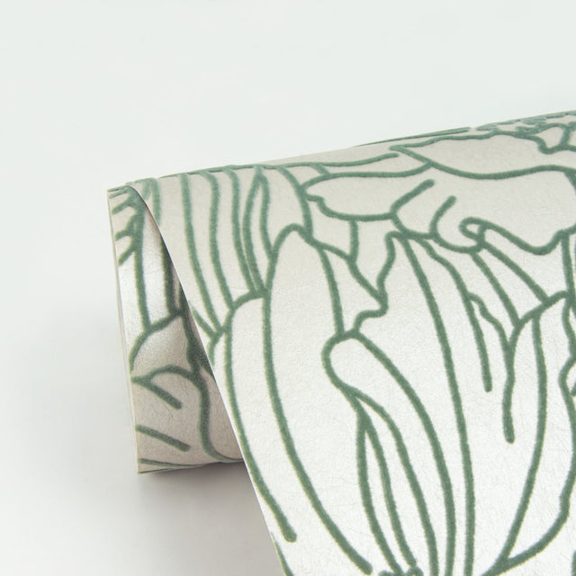 Selwyn Flock Sage Floral Wallpaper with Metallic Botanical Glam Pattern - A-Street Prints 2970-87355