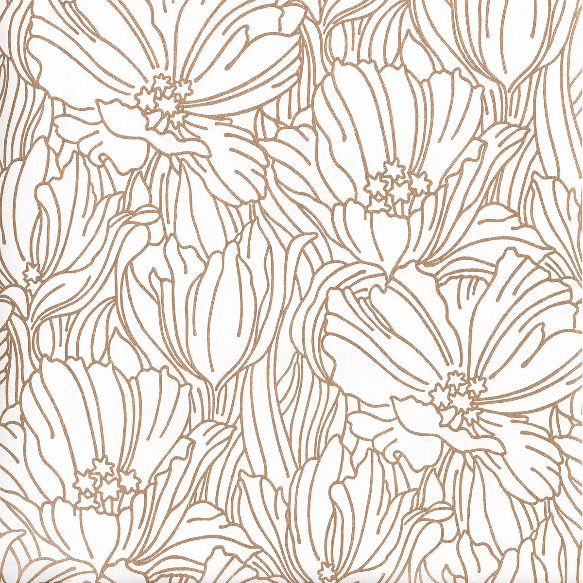 Selwyn Copper Floral Wallpaper with Metallic Botanical Motif - A-Street Prints 2970-87358SAM