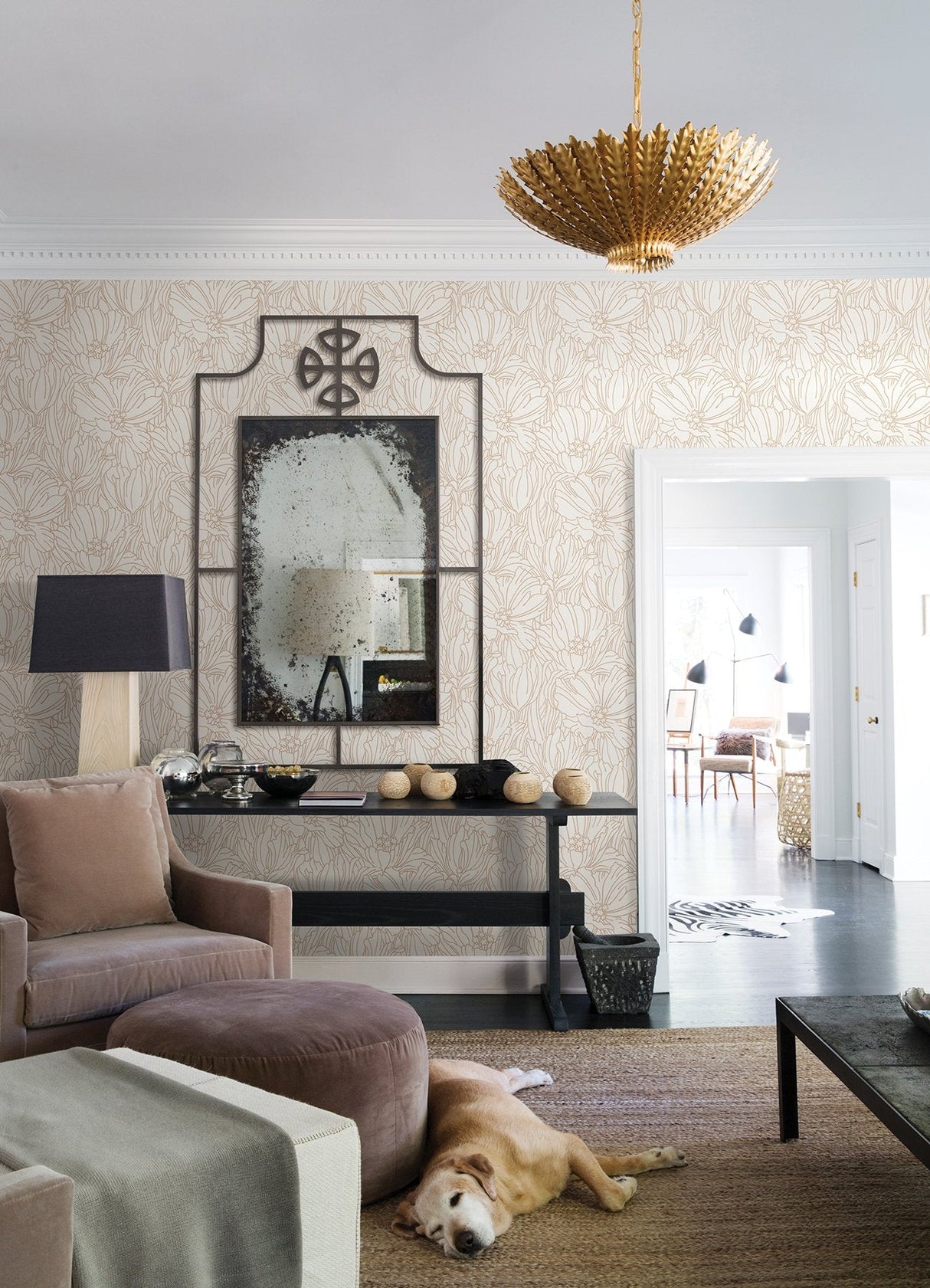 Selwyn Copper Floral Wallpaper with Metallic Botanical Motif - A-Street Prints 2970-87358SAM