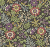 Voysey Brown Floral Wallpaper with Retro Botanical Motif - A-Street Prints 2970-87534