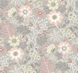 Voysey Pink Floral Wallpaper with Retro Botanical Pattern - A-Street Prints 2970-87536