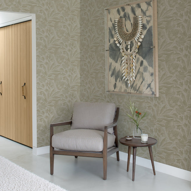 Lei Neutral Etched Leaves Wallpaper with Botanical Raised Ink Texture - A-Street Prints 2971-86150