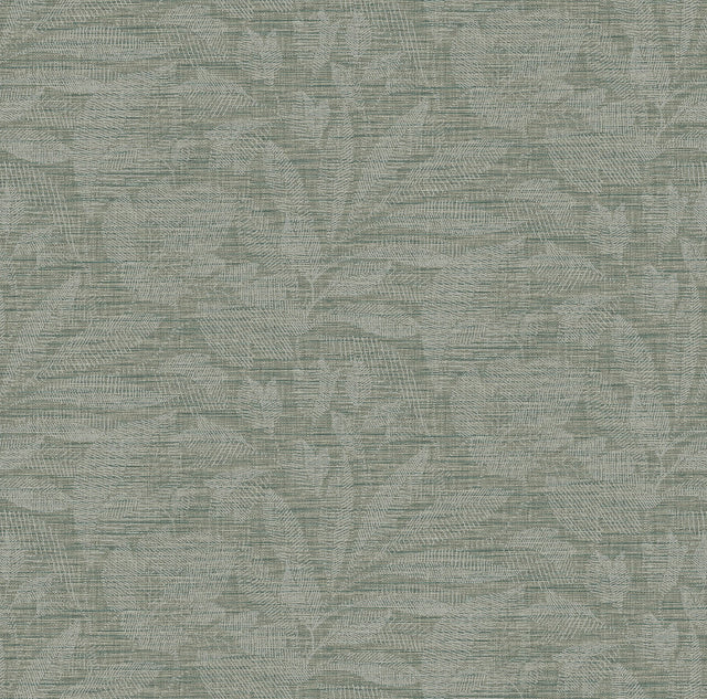 Lei Jade Etched Leaves Green Textured Wallpaper with Botanical Leaves Motif - A-Street Prints 2971-86151