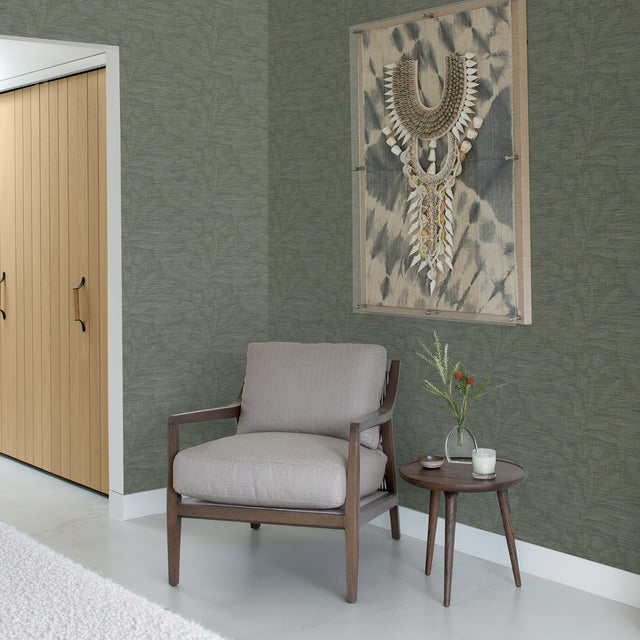 Lei Jade Etched Leaves Green Textured Wallpaper with Botanical Leaves Motif - A-Street Prints 2971-86151