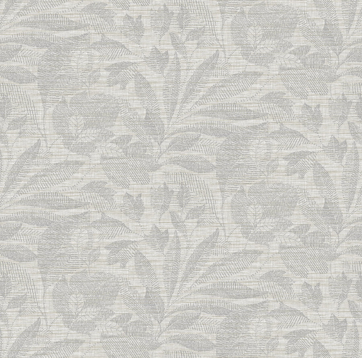 Lei Silver Etched Leaves Wallpaper with Botanical Raised Ink Texture - A-Street Prints 2971-86152