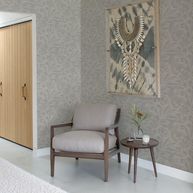 Lei Silver Etched Leaves Wallpaper with Botanical Raised Ink Texture - A-Street Prints 2971-86152