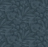 Lei Navy Etched Leaves Wallpaper with Farmhouse Botanical Leaf Pattern - A-Street Prints 2971-86153