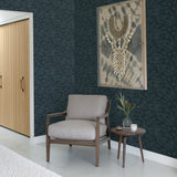 Lei Navy Etched Leaves Wallpaper with Farmhouse Botanical Leaf Pattern - A-Street Prints 2971-86153