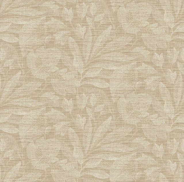 Lei Wheat Etched Leaves Wallpaper with Botanical Leaves Motif, Farmhouse Style - A-Street Prints 2971-86155
