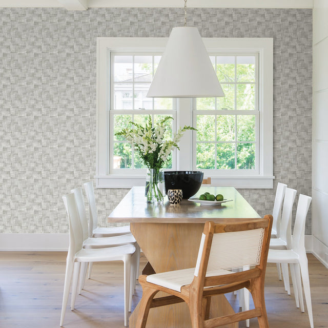 Ting Taupe Abstract Woven Wallpaper with Modern Geometric Crosshatch Texture - A-Street Prints 2971-86156