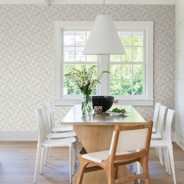 Ting Grey Abstract Woven Wallpaper with Modern Geometric Mesh Texture - A-Street Prints 2971-86158