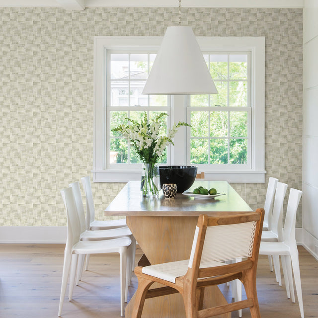 Ting Sage Abstract Woven Wallpaper with Modern Geometric Pattern - A-Street Prints 2971-86159