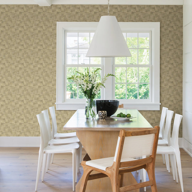 Ting Brown Abstract Woven Wallpaper with Modern Geometric Woven Texture - A-Street Prints 2971-86160