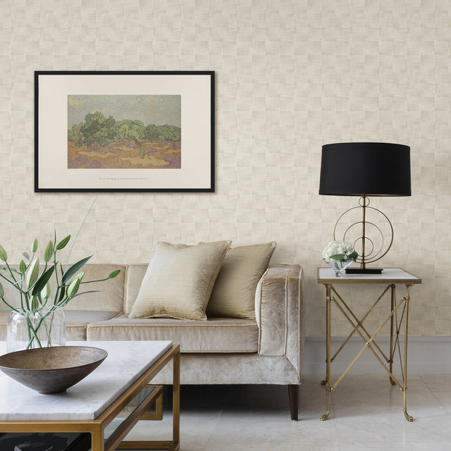 Ting Cream Abstract Woven Wallpaper with Modern Geometric Woven Texture - A-Street Prints 2971-86161