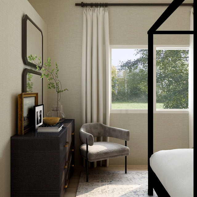 Lela Silver Faux Linen Wallpaper with Fabric & Woven Textures Farmhouse Style - A-Street Prints 2971-86180