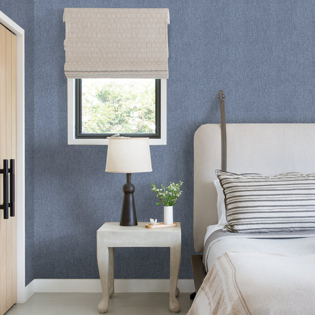 Sydney Navy Faux Linen Wallpaper with Fabric & Woven Textures Pattern - A-Street Prints 2971-86302