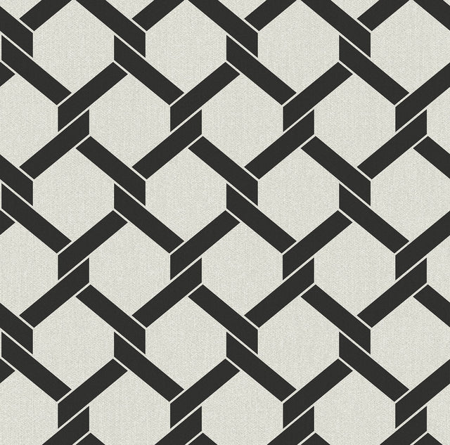 Payton Black Hexagon Trellis Wallpaper with Raised Ink Textured Geometric - A-Street Prints 2971-86310