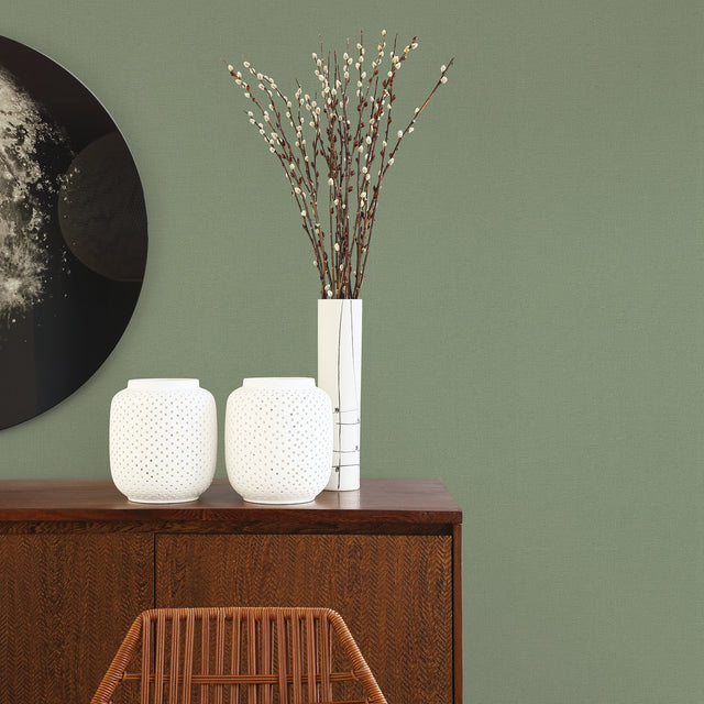 Meade Green Fine Weave Wallpaper with Raised Ink Faux Linen Texture - A-Street Prints 2971-86313