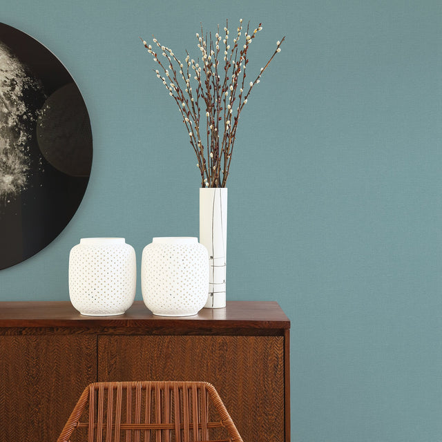 Meade Teal Fine Weave Wallpaper with Fabric & Woven Textures Raised Ink - A-Street Prints 2971-86315