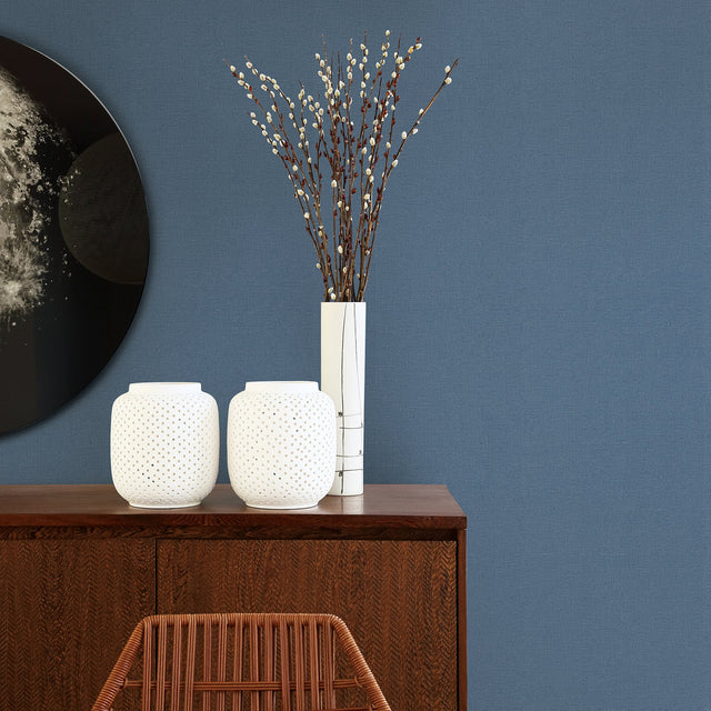 Meade Denim Fine Weave Wallpaper with Textured Faux Linen Look - A-Street Prints 2971-86318
