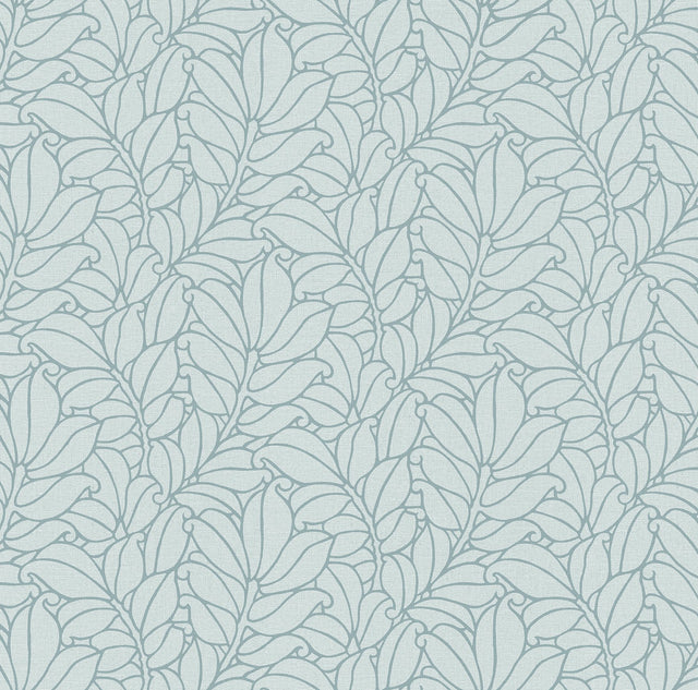 Coraline Teal Leaf Wallpaper with Modern Botanical Pattern in Raised Textured Ink - A-Street Prints 2971-86321