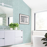 Coraline Teal Leaf Wallpaper with Modern Botanical Pattern in Raised Textured Ink - A-Street Prints 2971-86321