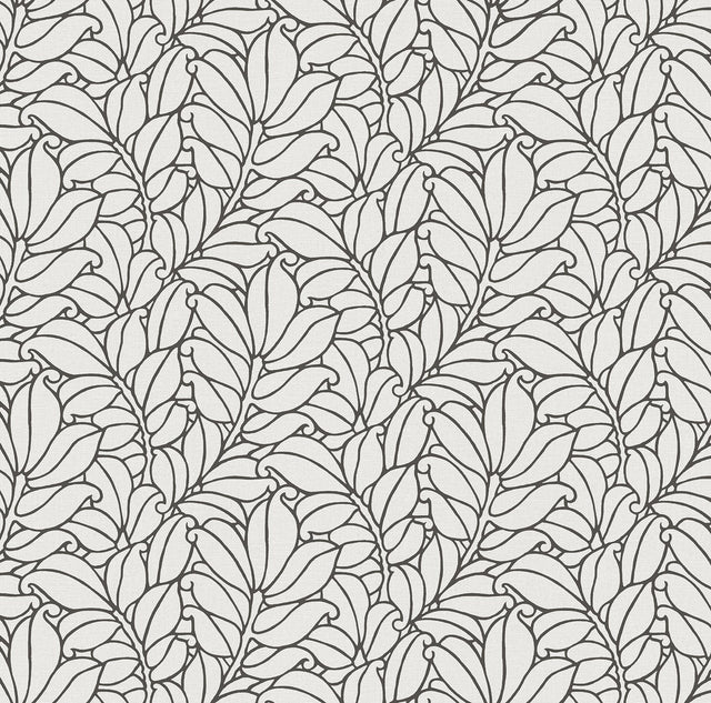 Coraline White Leaf Wallpaper with Modern Botanical Pattern, Textured Raised Ink - A-Street Prints 2971-86322