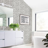 Coraline White Leaf Wallpaper with Modern Botanical Pattern, Textured Raised Ink - A-Street Prints 2971-86322