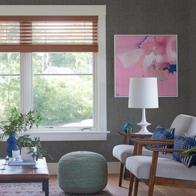 Dunstan Black Basketweave Wallpaper with Fabric & Woven Texture, Coastal Style - A-Street Prints 2971-86328