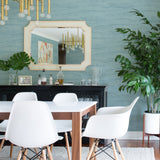 Lindsay Aqua Chenille Wallpaper with Fabric & Woven Texture and Glitter Raised Ink - A-Street Prints 2971-86330