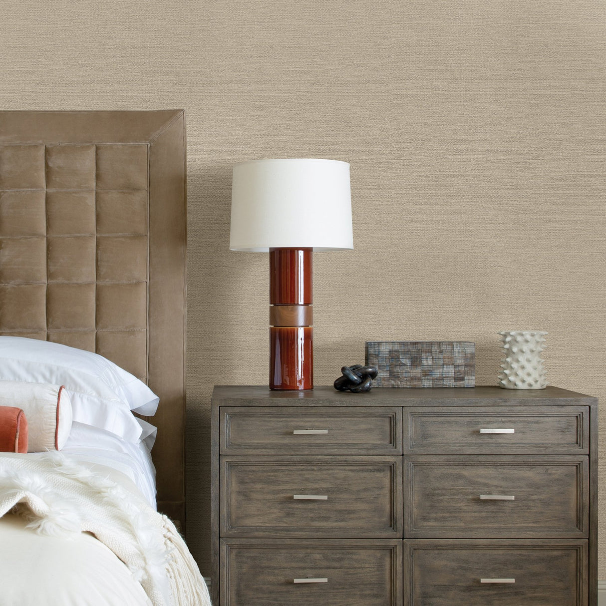 Jordan Beige Faux Tweed Wallpaper with Fabric & Woven Texture - A-Street Prints 2971-86353