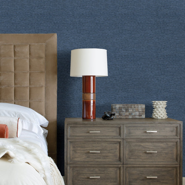 Jordan Indigo Faux Tweed Wallpaper with Fabric & Woven Texture - A-Street Prints 2971-86354