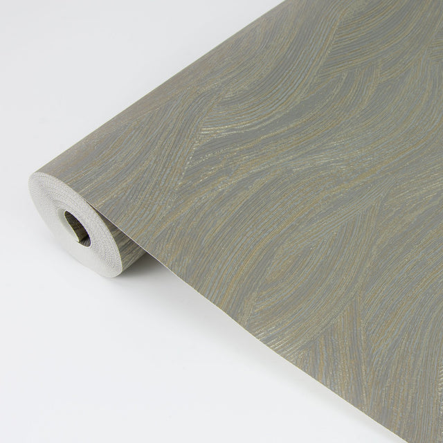 Leith Grey Zen Waves Wallpaper with Metallic Textured Abstract Geometric Pattern - A-Street Prints 2971-86361