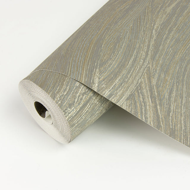 Leith Grey Zen Waves Wallpaper with Metallic Textured Abstract Geometric Pattern - A-Street Prints 2971-86361