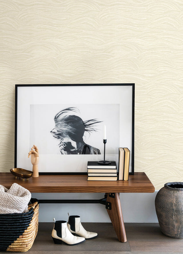 Leith Cream Zen Waves Wallpaper with Abstract Geometric Pattern, Modern Style - 2971-86362