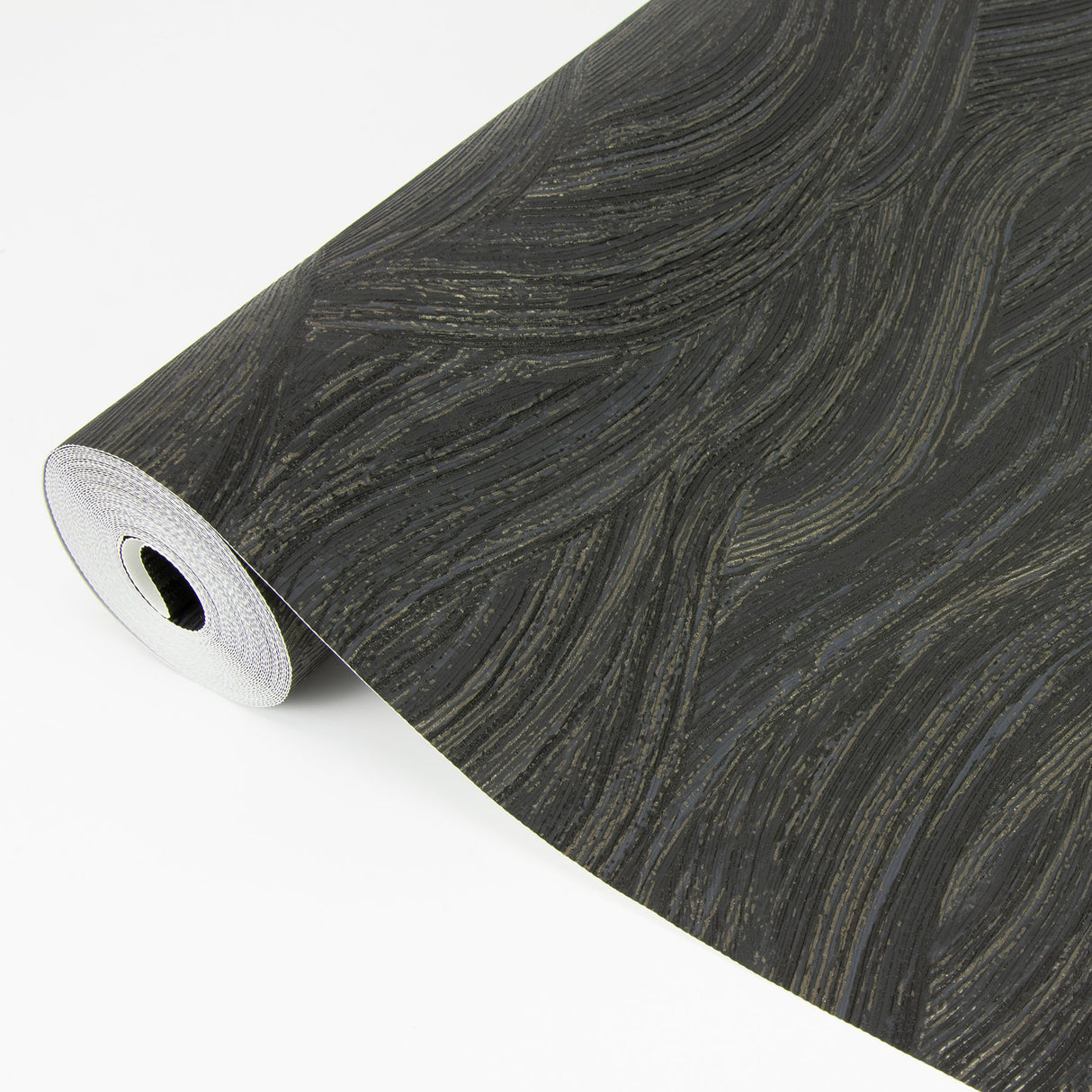 Leith Black Zen Waves Wallpaper with Metallic Textured Abstract Geometric Style - A-Street Prints 2971-86363