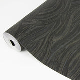 Leith Black Zen Waves Wallpaper with Metallic Textured Abstract Geometric Style - A-Street Prints 2971-86363