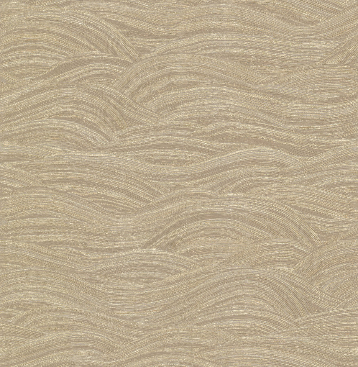 Leith Gold Zen Waves Wallpaper with Metallic Textured Abstract Geometric Motif - Brewster 2971-86364