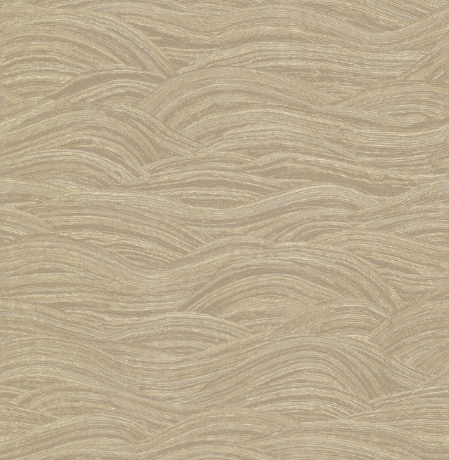 Leith Gold Zen Waves Wallpaper with Metallic Textured Abstract Geometric Motif - Brewster 2971-86364