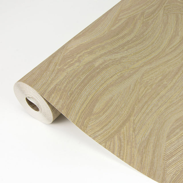 Leith Gold Zen Waves Wallpaper with Metallic Textured Abstract Geometric Motif - Brewster 2971-86364