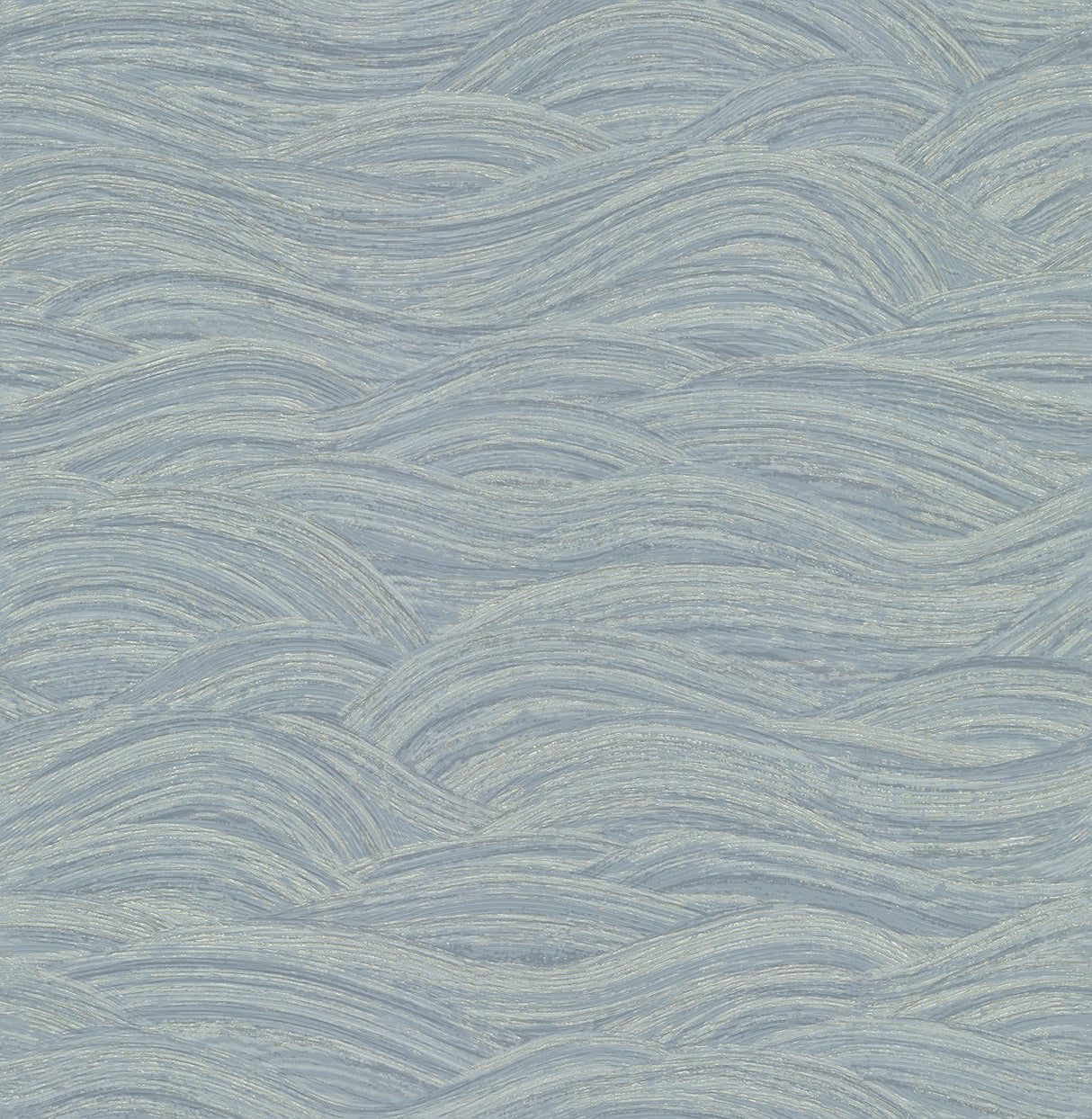Leith Blue Zen Waves Wallpaper with Metallic Textured Geometric Abstract Pattern - Brewster 2971-86365
