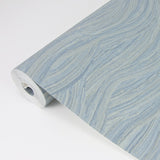 Leith Blue Zen Waves Wallpaper with Metallic Textured Geometric Abstract Pattern - Brewster 2971-86365