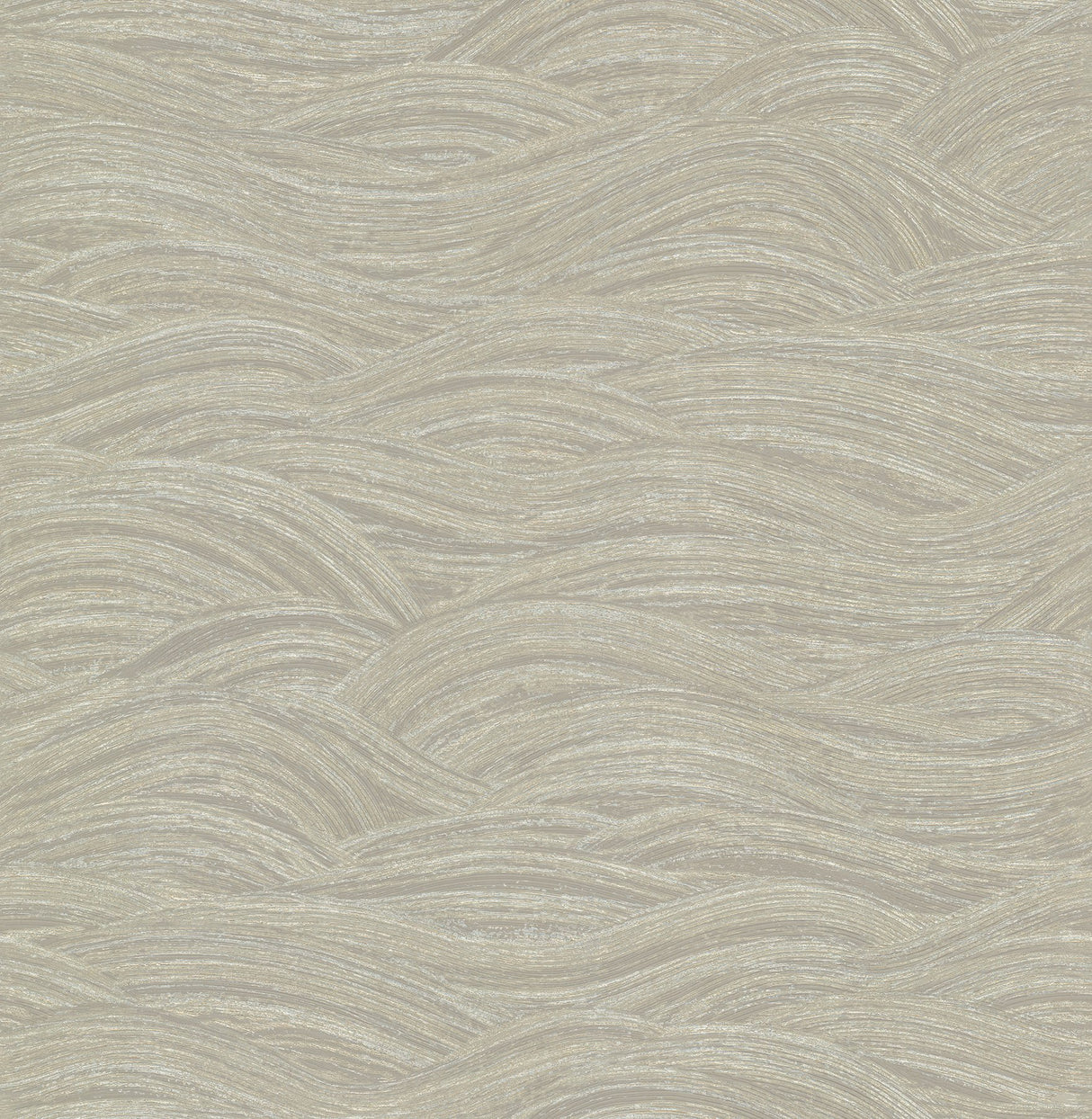 Leith Taupe Zen Waves Wallpaper with Metallic Textured Abstract Geometric Motif - Brewster 2971-86366