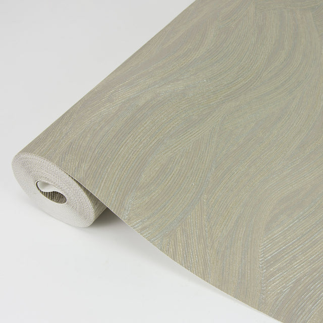 Leith Taupe Zen Waves Wallpaper with Metallic Textured Abstract Geometric Motif - Brewster 2971-86366