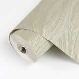 Leith Taupe Zen Waves Wallpaper with Metallic Textured Abstract Geometric Motif - Brewster 2971-86366
