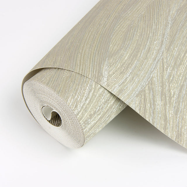 Leith Taupe Zen Waves Wallpaper with Metallic Textured Abstract Geometric Motif - Brewster 2971-86366