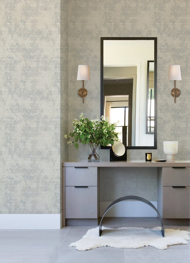 Odell Light Blue Antique Tiles Wallpaper with Vintage Geometric Pattern - A-Street Prints 2971-86373