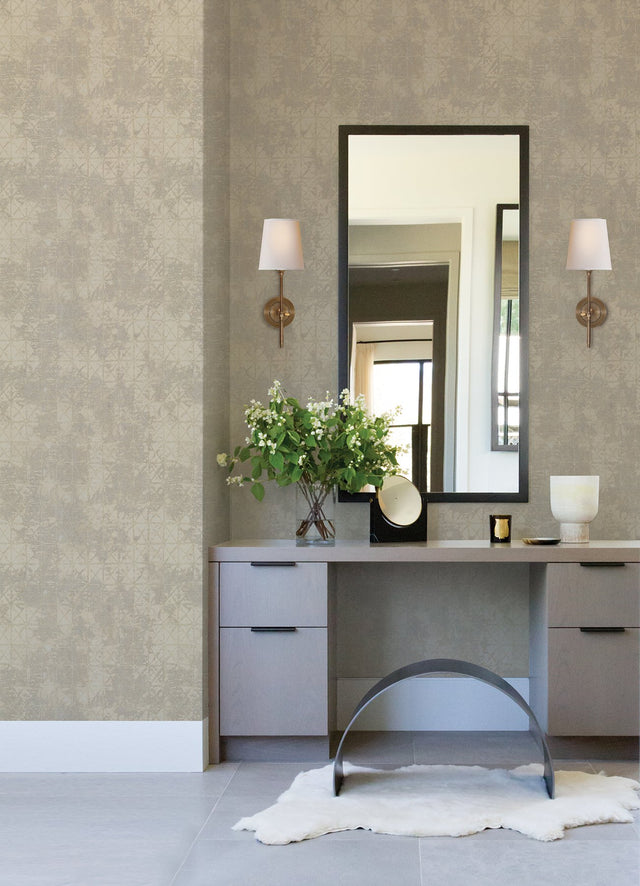 Odell Pewter Antique Tiles Wallpaper with Geometric Vintage Pattern - A-Street Prints 2971-86375